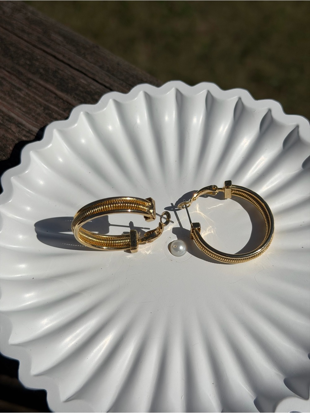 Vintage Earrings Gold Cable Style Hoop Post Stems